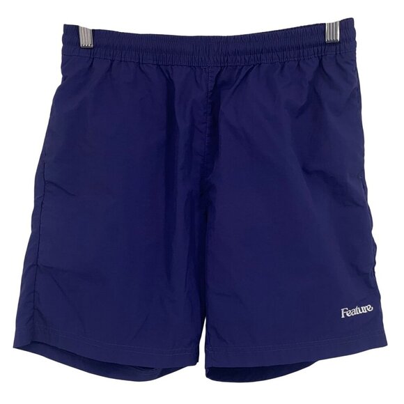 Feature Men Navy Blue Short Size Medium Training Athletic Athleisure Pocket EUC - Picture 1 of 9